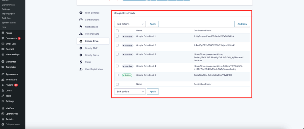 Using Folder ID and URL in google drive feed settings