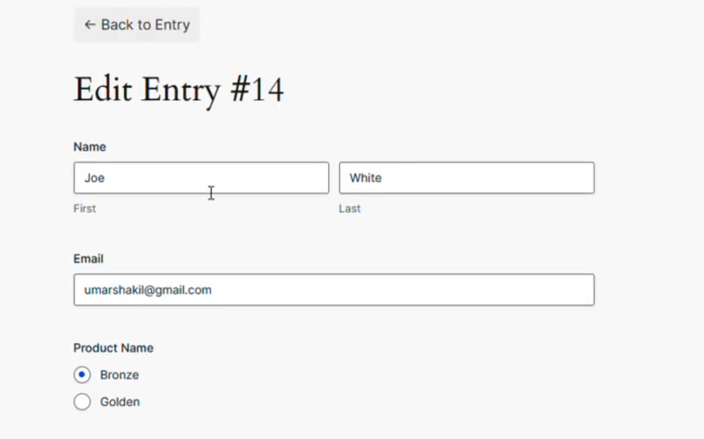 Edit Entries in Display Form Entries