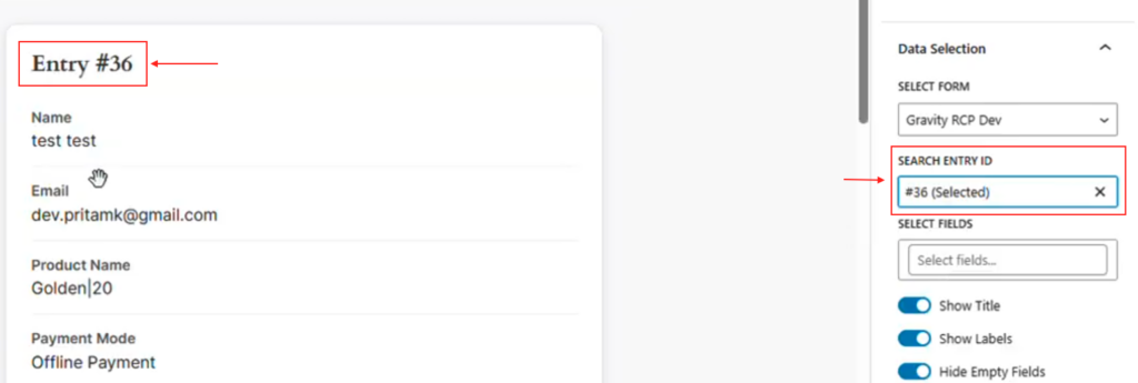 Displaying Single Entries in Display Form Entries